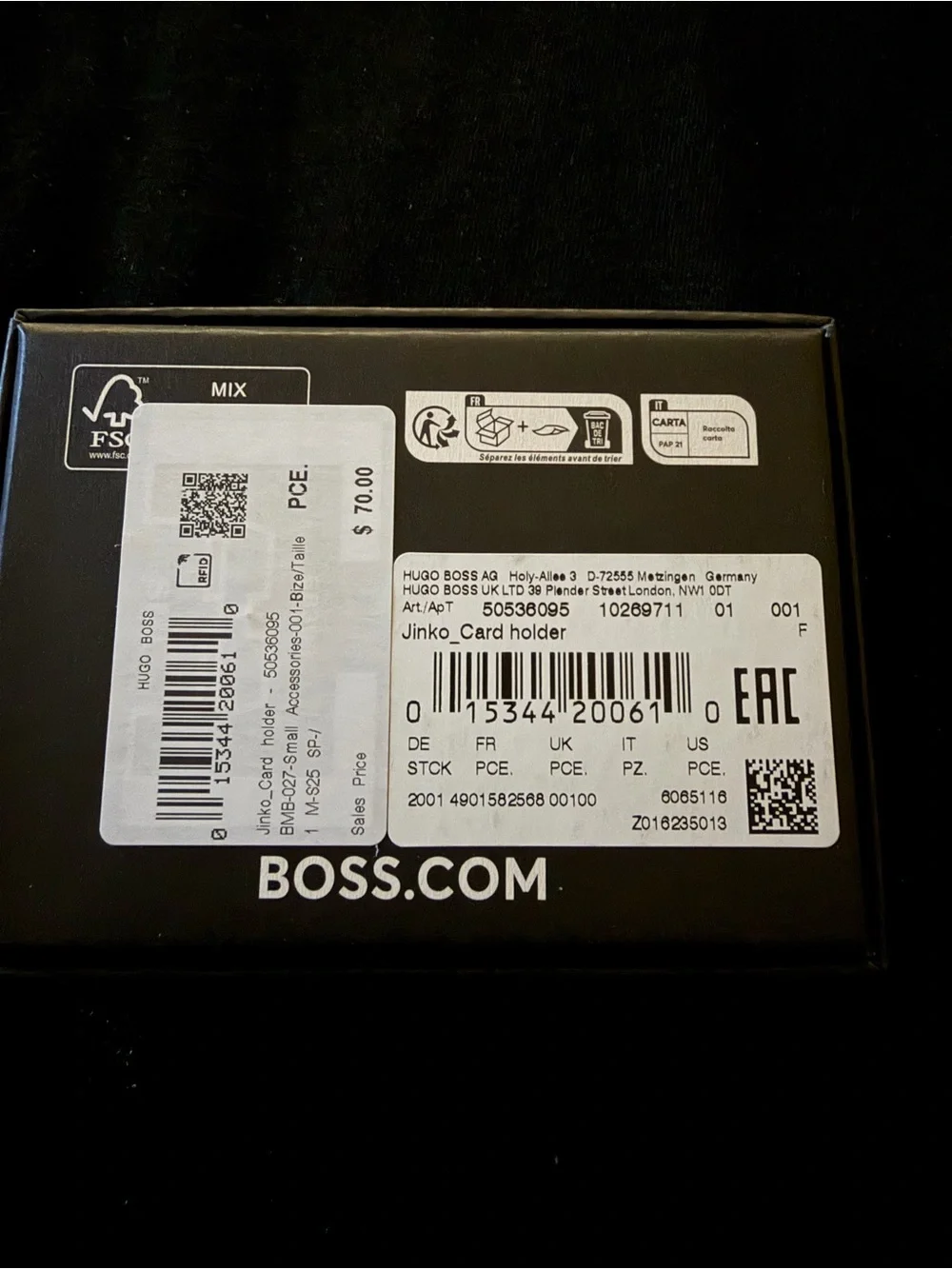 BOSS Black Jinko Card Holder - Sleek Leather Card Wallet